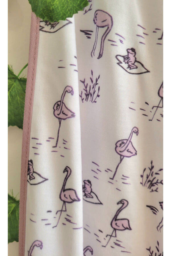 Cotton Double Layer Jersey Unisex Newborn Baby Swaddle Blanket WHITE/ FLAMINGO - 2