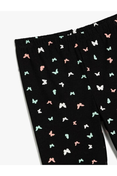 Cotton, elastic waist, butterfly leggings. - 5