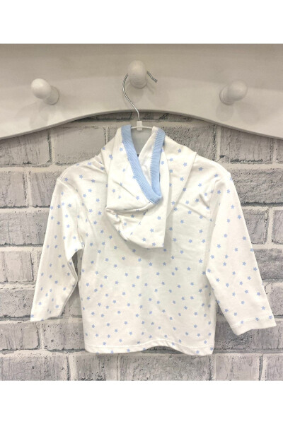 Cotton Hooded Blue/White Jacket - 2