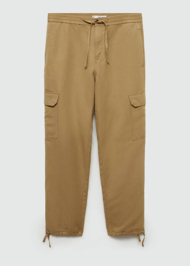 Cotton linen cargo pants (Medium Brown) - 1