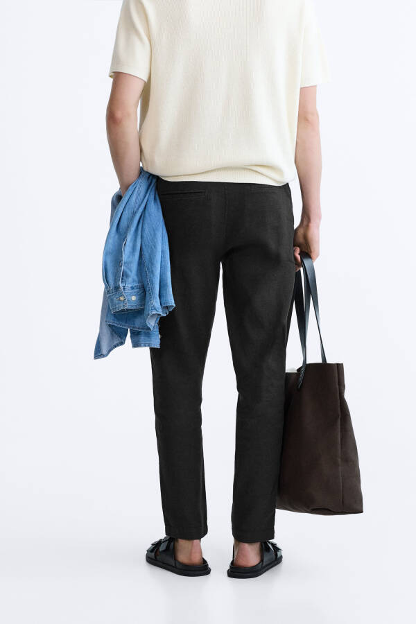 Cotton Linen Pants Black - 7