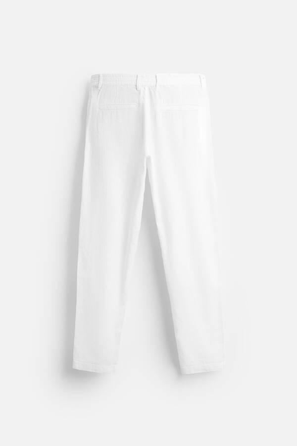 Cotton Linen Pants Black Light Beige White - 11