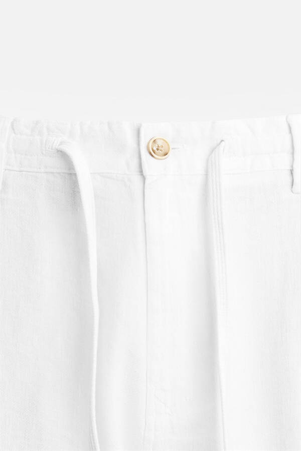 Cotton Linen Pants Black Light Beige White - 12