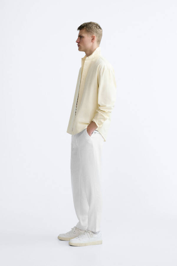 Cotton Linen Pants Black Light Beige White - 17