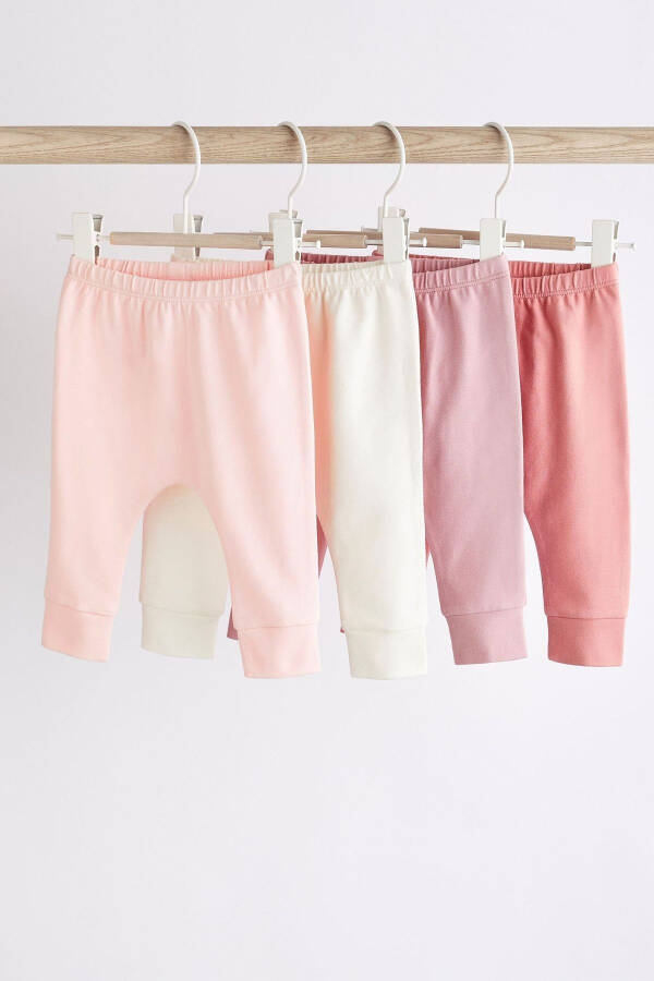 Cotton Pink 4-Pack Baby Jogging Bottoms - 1