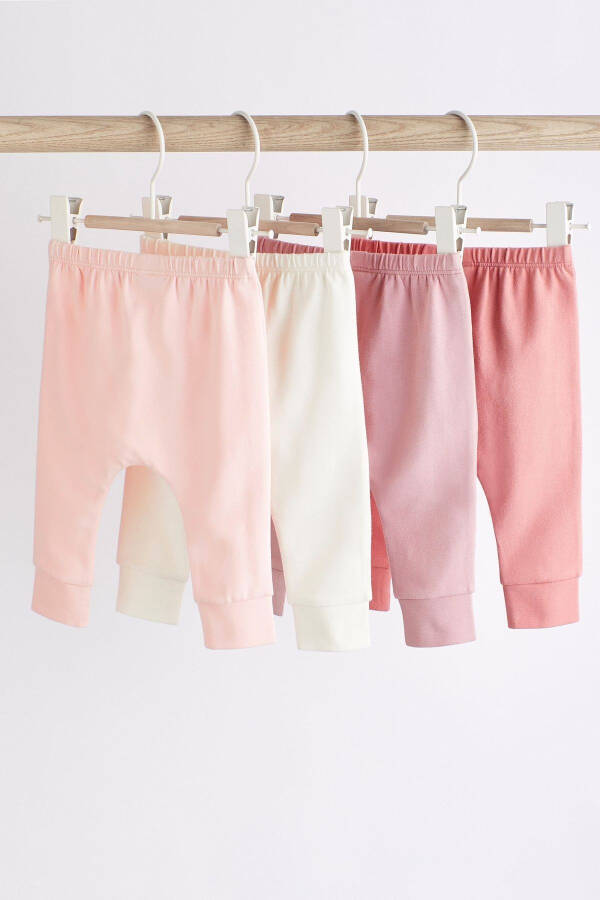 Cotton Pink 4-Pack Baby Jogging Bottoms - 2