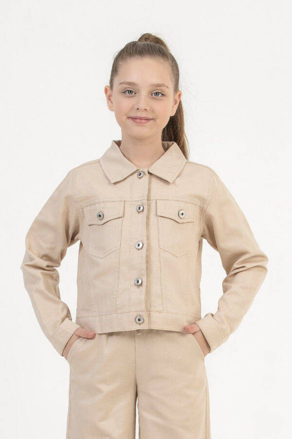 Cotton Pocket Girl Gabardine Jean Jacket - 1