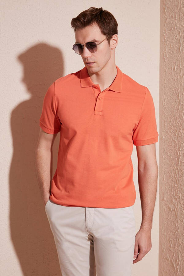 Cotton Regular Fit Buttoned Polo Collar T Shirt 5902739 - 7