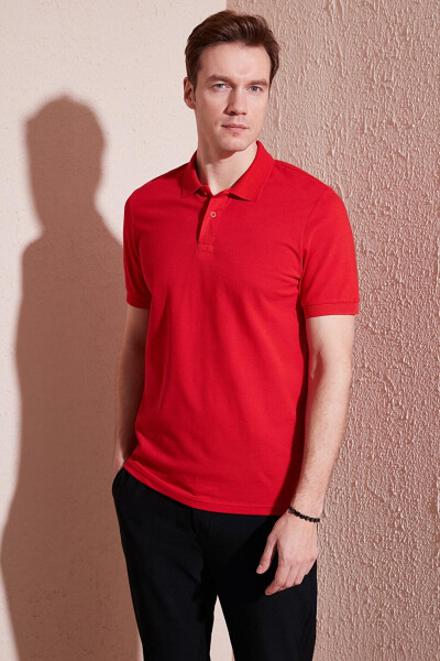 Cotton Regular Fit Buttoned Polo Collar T Shirt 5902739 - 2