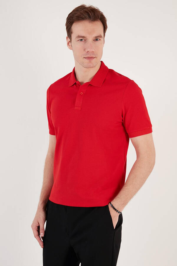 Cotton Regular Fit Buttoned Polo Collar T Shirt 5902739 - 3