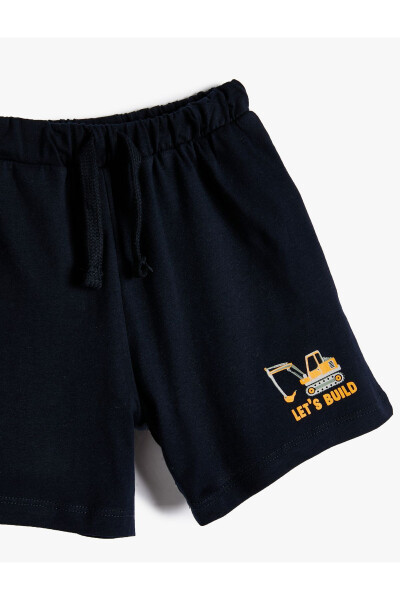 Cotton Shorts with Elastic Waistband, Drawstring Closure, Pockets and Print Detail - 6