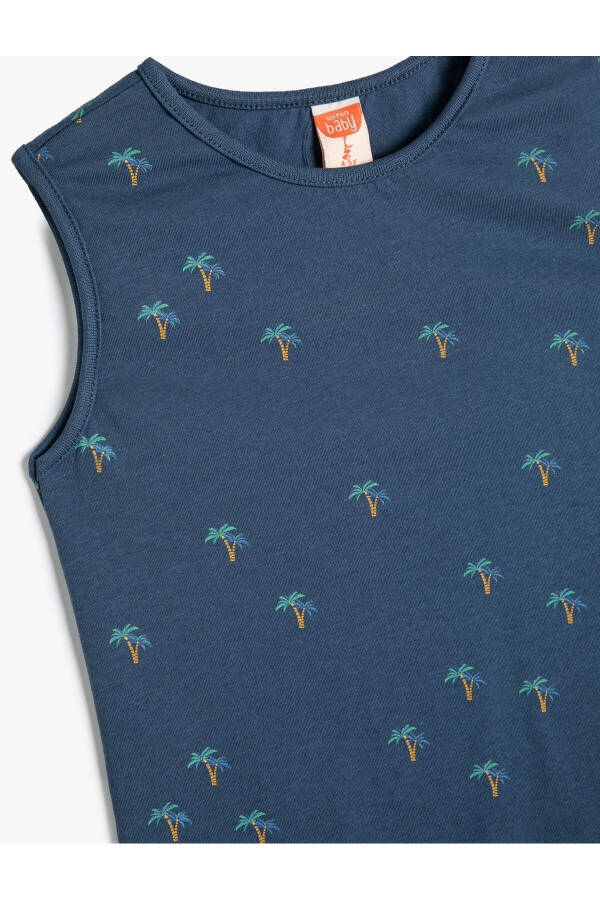 Cotton sleeveless bike neck, palm print - 6