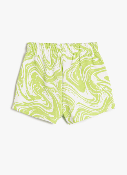 Cotton Tie Waist Normal Green Girls' Shorts 3SKG40057AK - 6