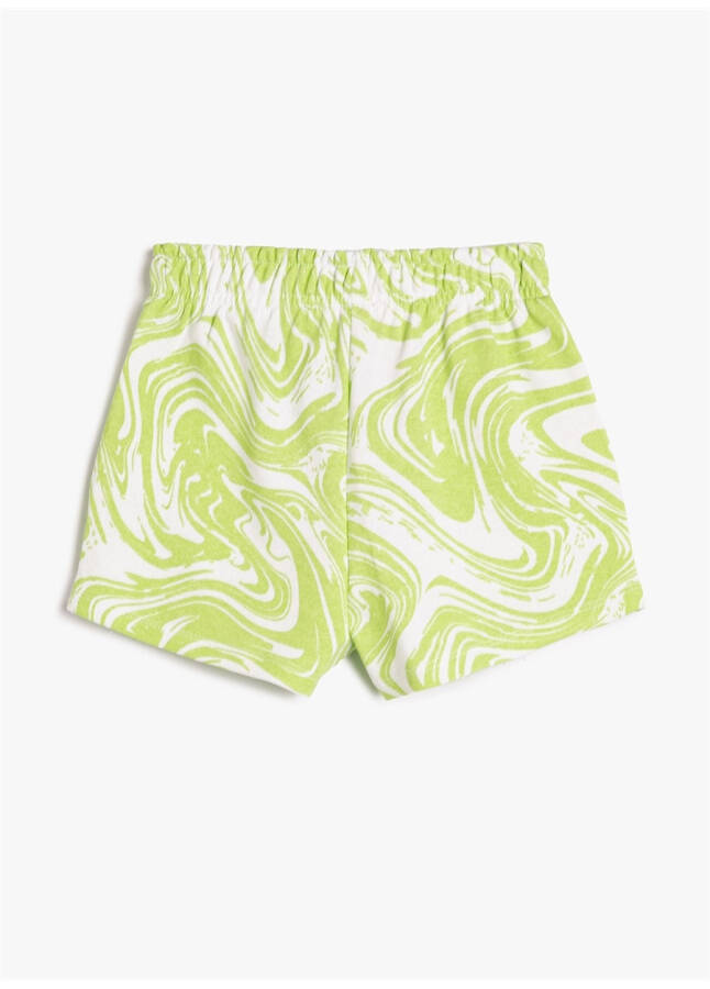 Cotton Tie Waist Normal Green Girls' Shorts 3SKG40057AK - 10