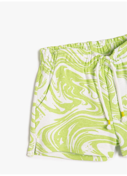 Cotton Tie Waist Normal Green Girls' Shorts 3SKG40057AK - 11