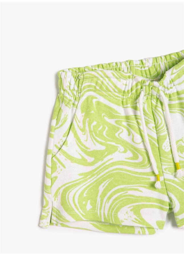 Cotton Tie Waist Normal Green Girls' Shorts 3SKG40057AK - 12