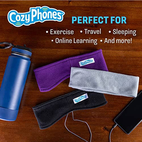 CozyPhones Uyqu Quloqchinlari - Simsiz Quloq Usti Quloqchinlar - Ultra Yupqa Salqin To'rli Simsiz Quloqchinlar Yon Boshga Yotuvchilar, Meditatsiya, Yugurish, Noutbuk va Telefon Uchun - Qora Laykra - 7