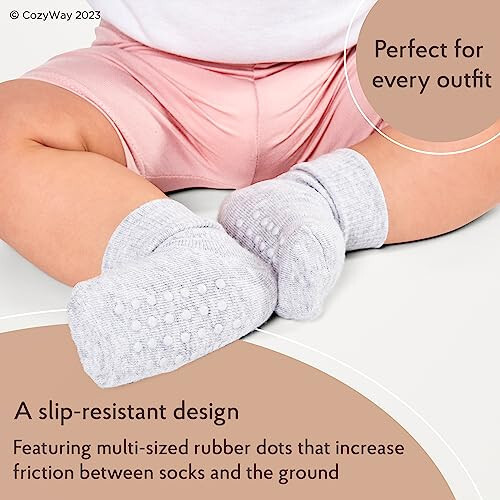 CozyWay Baby Anti Slip Crew Socks 12 Pairs with Grips for Toddlers Little Boys Girls Infants Kids Non Skid - 21