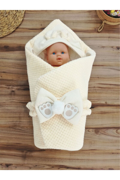 Cream Baby Blanket Swaddle Extra Soft Baby Wrap Hospital Discharge Gift Winter Blanket - 11