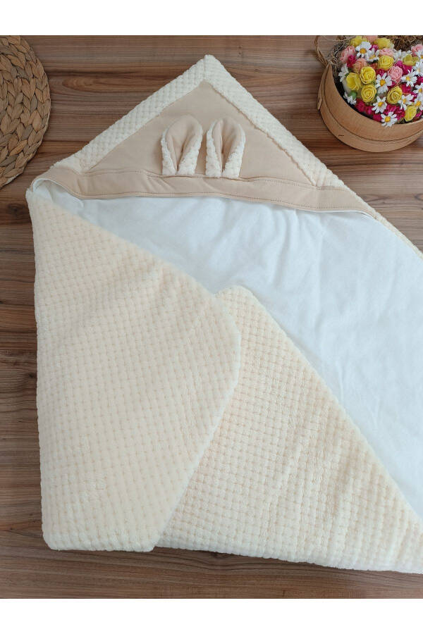 Cream Baby Blanket Swaddle Extra Soft Baby Wrap Hospital Discharge Gift Winter Blanket - 4