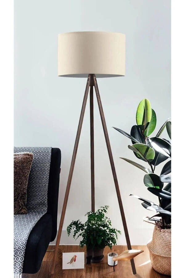 Cream Coffee MDF Floor Lamp Bortes0037 - 4