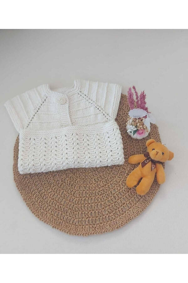 Cream Newborn Baby Hand Knit Cotton Vest with Buttons, Birth Anniversary Gift (0-12 Months) - 3