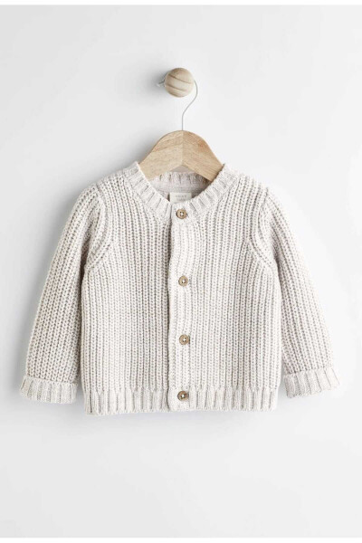 Cream Thick Knitted Baby Cardigan - 1