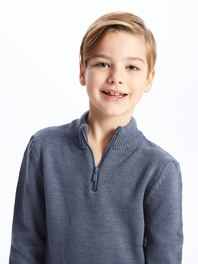 Crew Neck Basic Long Sleeve Boys Knit Sweater - 7