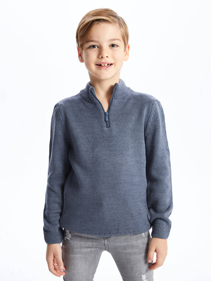 Crew Neck Basic Long Sleeve Boys Knit Sweater - 3