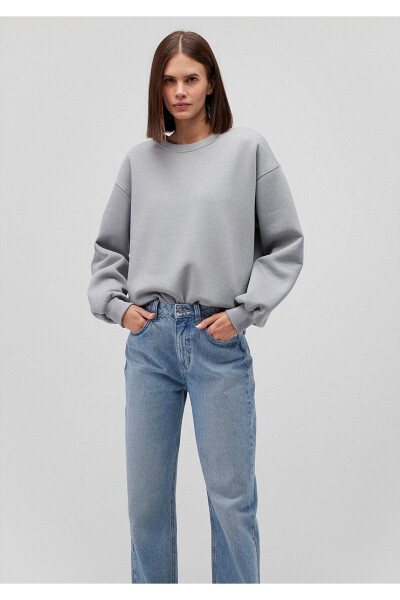 Crew Neck Grey Basic Sweatshirt 1610198-70093 - 14