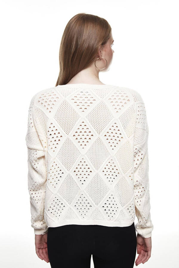 Crew Neck Holey Knit Sweater - 5