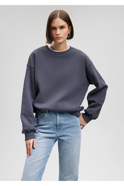 Crew Neck Navy Basic Sweatshirt 1610198-70726 - 18