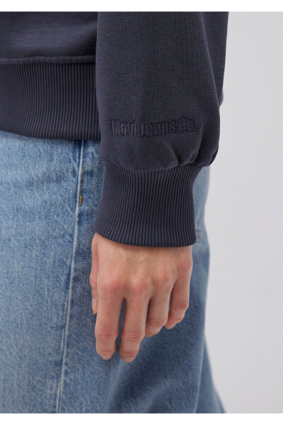 Crew Neck Navy Basic Sweatshirt 1610198-70726 - 6