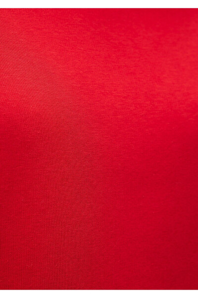 Crew Neck Red Basic Sweatshirt 1610198-80791 - 7