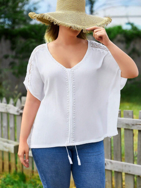 Crinkle Blouse with Fringe - 2