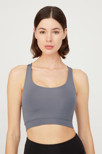 Crisscross Anthracite Light Support Back Detailed Padded Sports Bra - 3