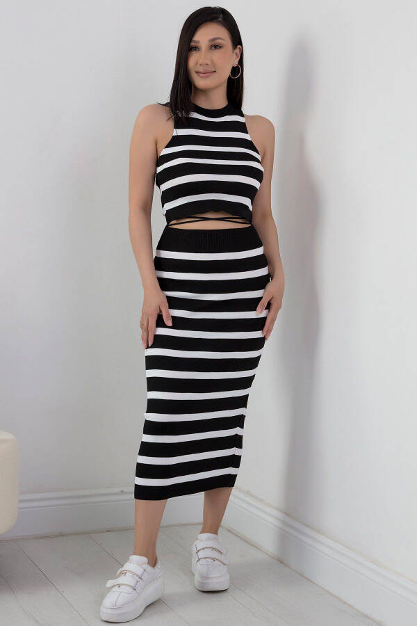 Crop Skirt Striped Knit Two-Piece Set ARD2655 - 4