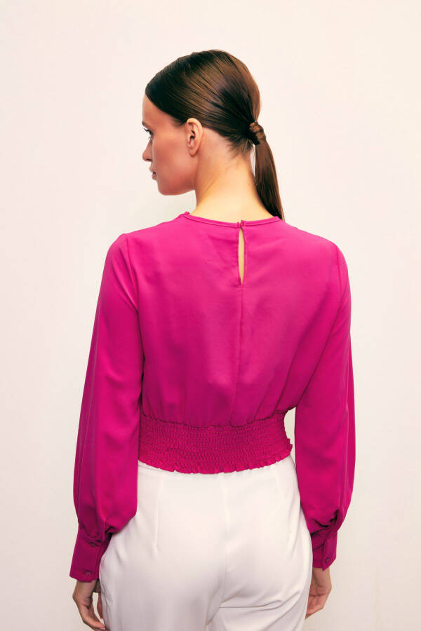 Crop Top with Necklace Detail - FUCHSIA - 6