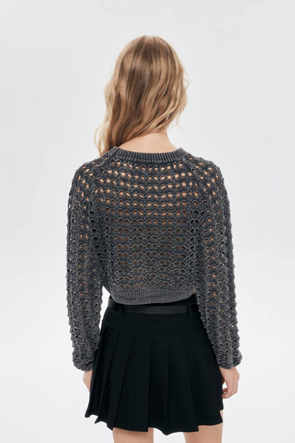 Cropped Knit Top with Lace Heart Anthracite - 5