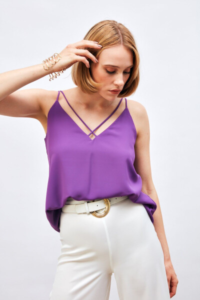 Cross Strap Top - PURPLE - 1