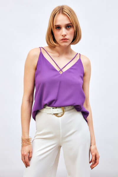 Cross Strap Top - PURPLE - 3