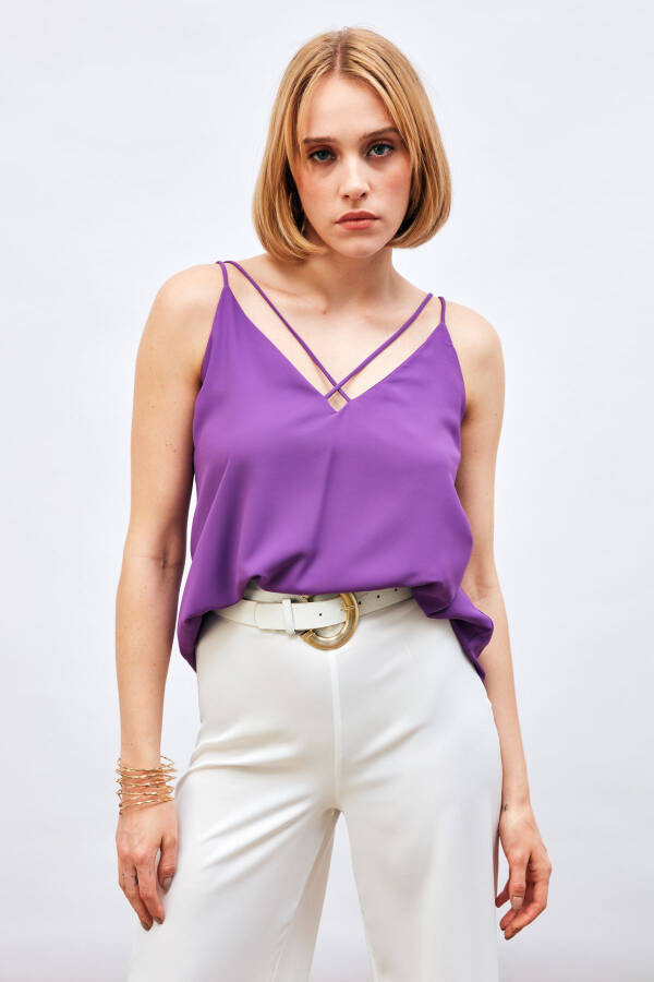 Cross Strap Top - PURPLE - 3