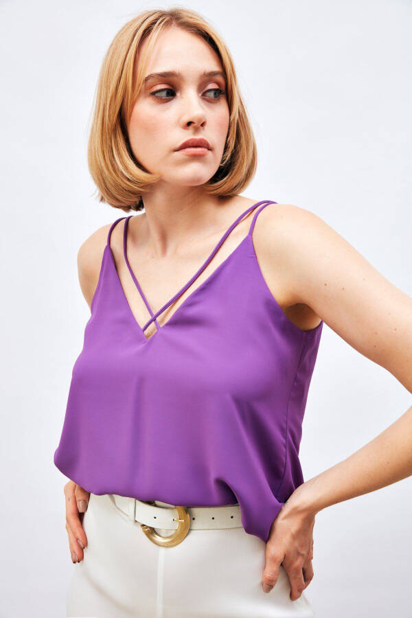 Cross Strap Top - PURPLE - 4