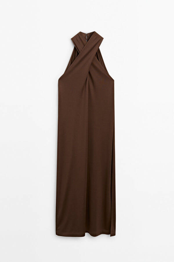 Crossover neck midi dress - 5