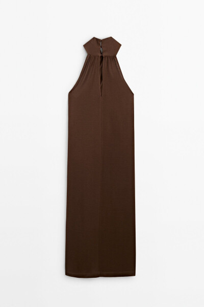 Crossover neck midi dress - 7