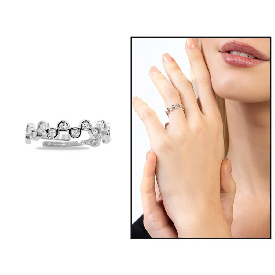 Crown Design Silver Color Free Size 925 Sterling Silver Ring with Zircon Stone for Women - 11