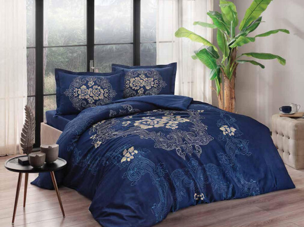 Crown Double Satin Bed Linen Set Florian Navy - 3