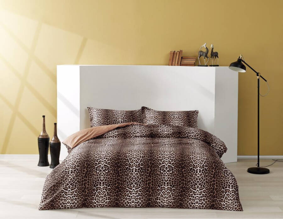 Crown Double Satin Bed Linen Set Leopard Coffee - 7