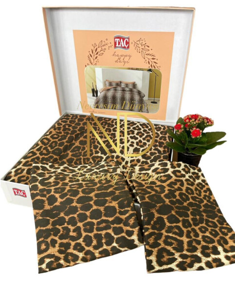 Crown Double Satin Bed Linen Set Leopard Coffee - 9