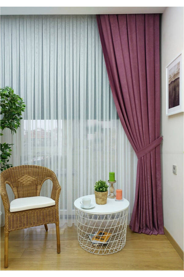 Crown Rose Plain Pleated Soft Background Curtain 1/3 Tight Pleat Single Wing - 3